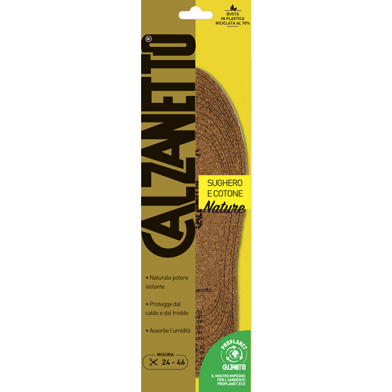 N28 001705 — Calzanetto Soletta Natur.Sugherello Cotone, confezione singola; vendita in cartone da 12 pezzi
