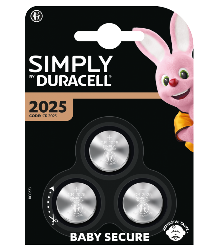 Duracell Simply CR2025 pile a bottone blister 3 pezzi