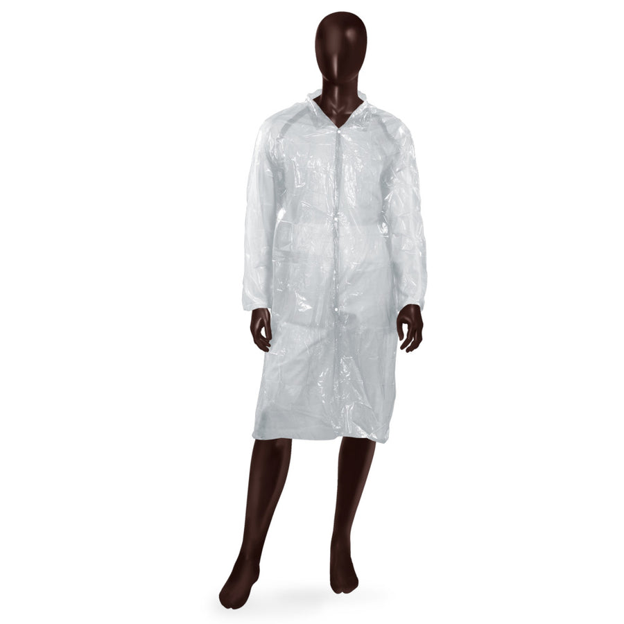 Camice da laboratorio LDPE Coat Ajsia in polietilene 30my DPI I - 2 colori - cod. 14030/16781 - cartone 400 pz