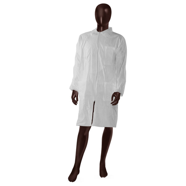 Camice da laboratorio Zip 50 Ajsia con cerniera e 3 tasche PLP 50g DPI I - cod. 14050 - cartone 50 pz