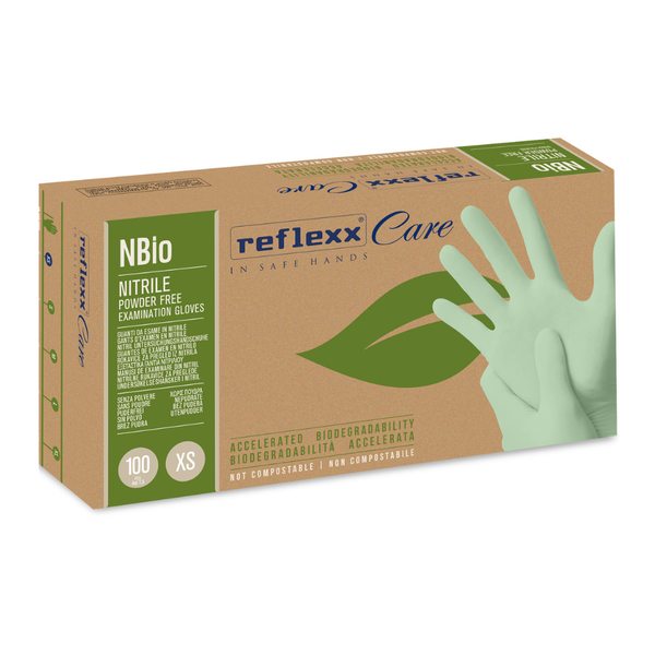 Guanti in nitrile con biodegradazione accellerata 3.5 g | 10 Box da 100 pezzi – Reflexx NBio| Gef Medica