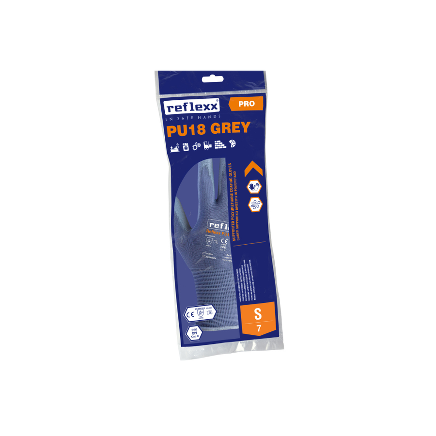 Guanti supportati in poliuretano grigio Reflexx PU18 - 1 paio - 100 paia
