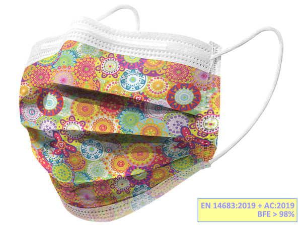 GISAFE MASCHERINA CHIRURGICA FILTRANTE 98% 3 VELI tipo IIR con elastici colors - Conf. 10 pz.