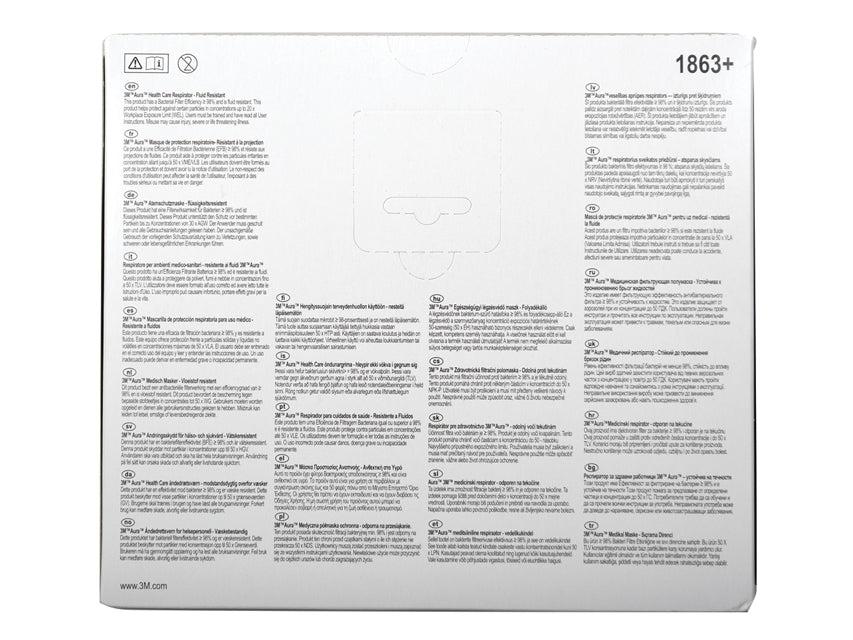 3M Aura 1863+ Mascherina Respiratoria FFP3 Iir - Conf. 20 pz.