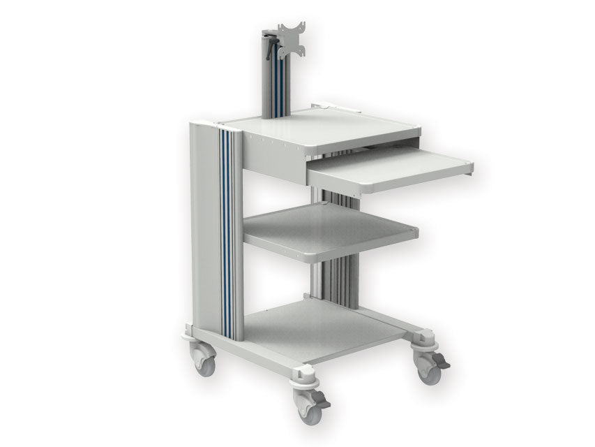 Carrello Pro 2 Ripiani Tastiera Supp. Monitor Cassetto