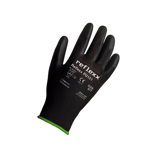 Guanti supportati in poliuretano nero: Reflexx PU131 - 1 paio | PU131 | 100 paia