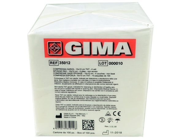 COMPRESSE GARZA TNT -10x10 cm 4 veli 10 pacchi da 100 - Conf. 1000 pz.