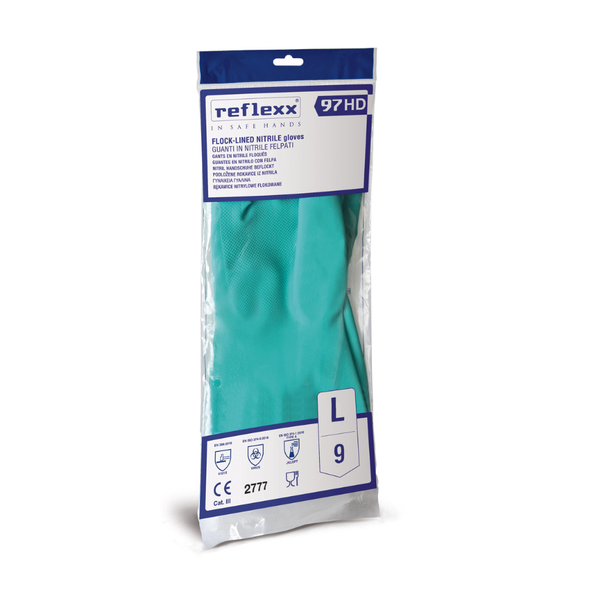 Guanti riutilizzabili in nitrile felpato 63 g | 50 paia – Reflexx 97 HD | Gef Medica