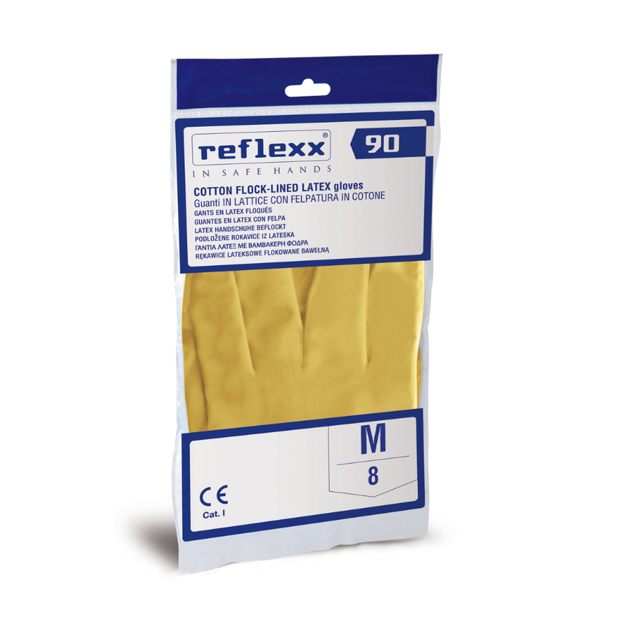 Guanti riutilizzabili in lattice felpato Reflexx 90 - 50,0 g - 120 paia