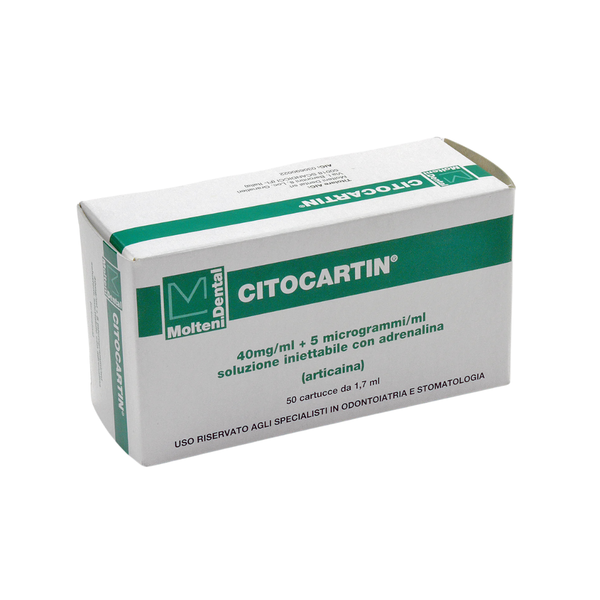CITOCARTIN*50 cartucce 1,7 ml 40 mg/ml + 5 mcg/ml con adrenalina