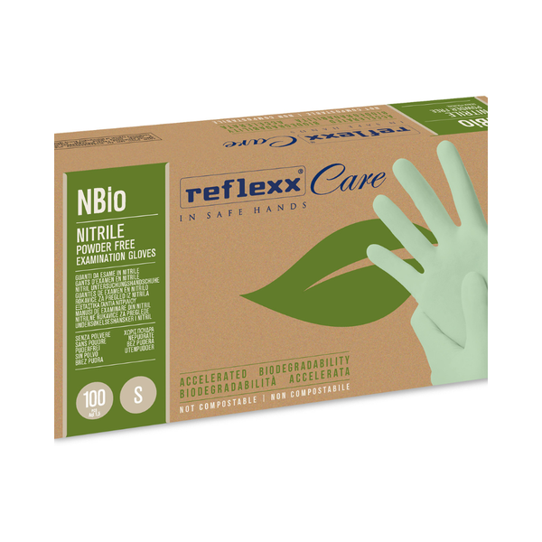 Guanti in nitrile con biodegradazione accellerata 3.5 g | 10 Box da 100 pezzi – Reflexx NBio| Gef Medica