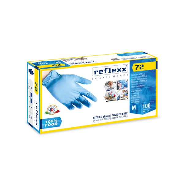 Guanti in nitrile azzurro 3.5 g | 10 Box da 100 pezzi – Reflexx 72 | Gef Medica
