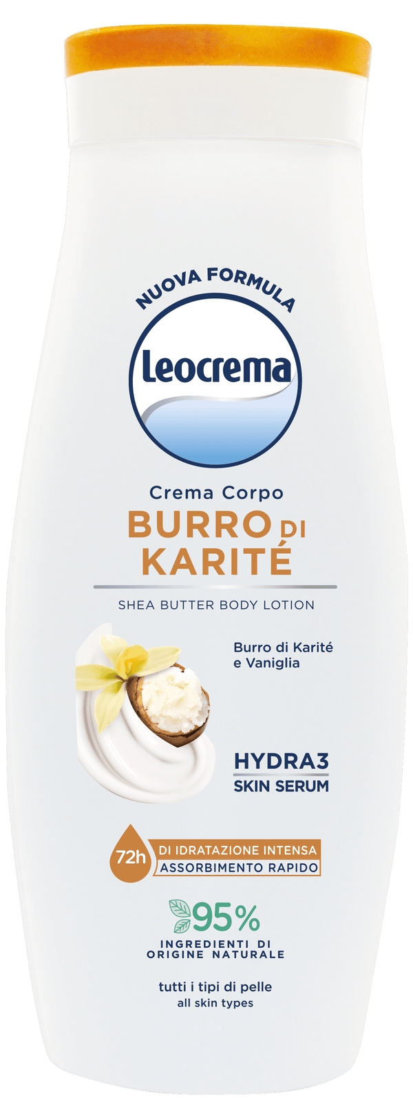 Leocrema Crema fluida corpo Burro di Karité 400 ml, cartone intero da 12 confezioni.
