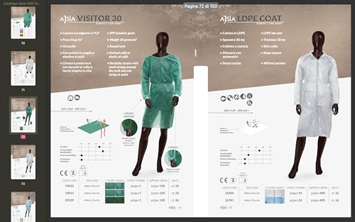 Monouso in PLP 30 g/m², Girocollo, Polsini Elasticizzati o in Maglia, Chiusura a Lacci, Unisex, Verde, Taglia Unica