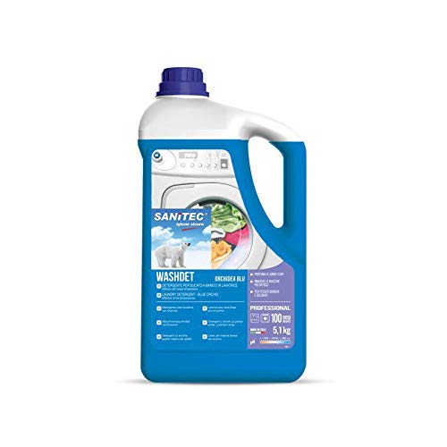 Washdet 2034 SANITEC - Detergente Liquido Enzimatico per Bucato Bianchi e Colorati - Tanica da 5L