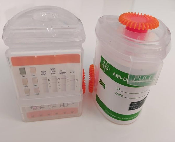 Test Antidroga Urinario Professionale 7 o 8 Droghe – Cup Sigillata con Adulteration – Risultato in 2 Min – 1 pezzo o Cartone da 25