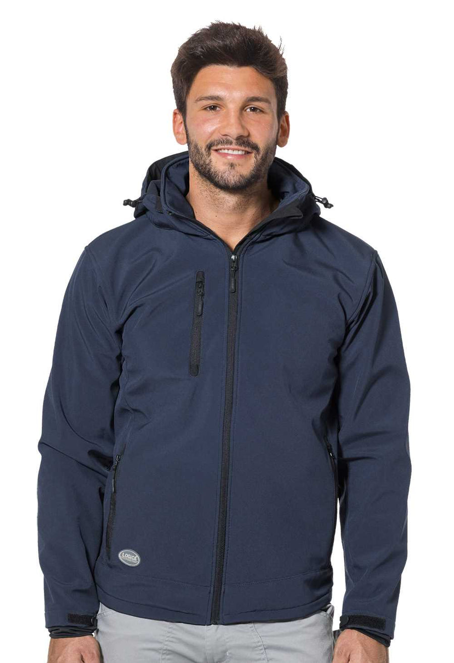 Giacca soft-shell Logica SLALOMCAP con cappuccio staccabile - Blu Navy