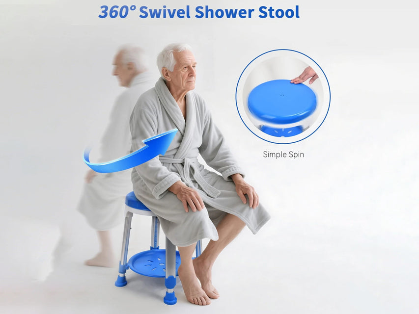Sgabello da Doccia Blu con Vassoio