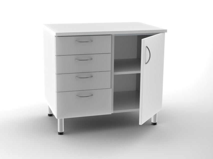 UNITÀ BASE DOPPIA 4 cassetti + 1 porta con 2 scaffali