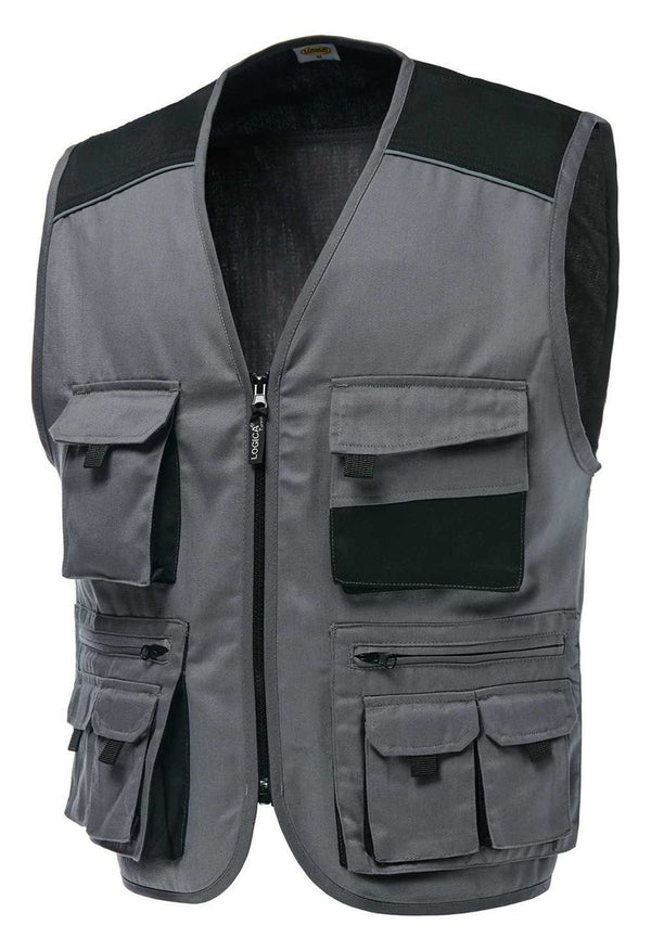 Gilet da lavoro Logica SAFARI multitasche con portabadge 190 gr - Grigio