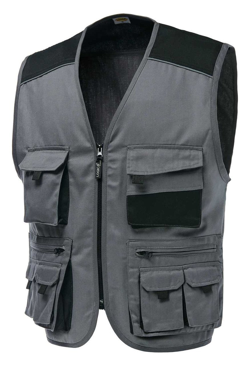 Gilet da lavoro Logica SAFARI multitasche con portabadge 190 gr - Grigio