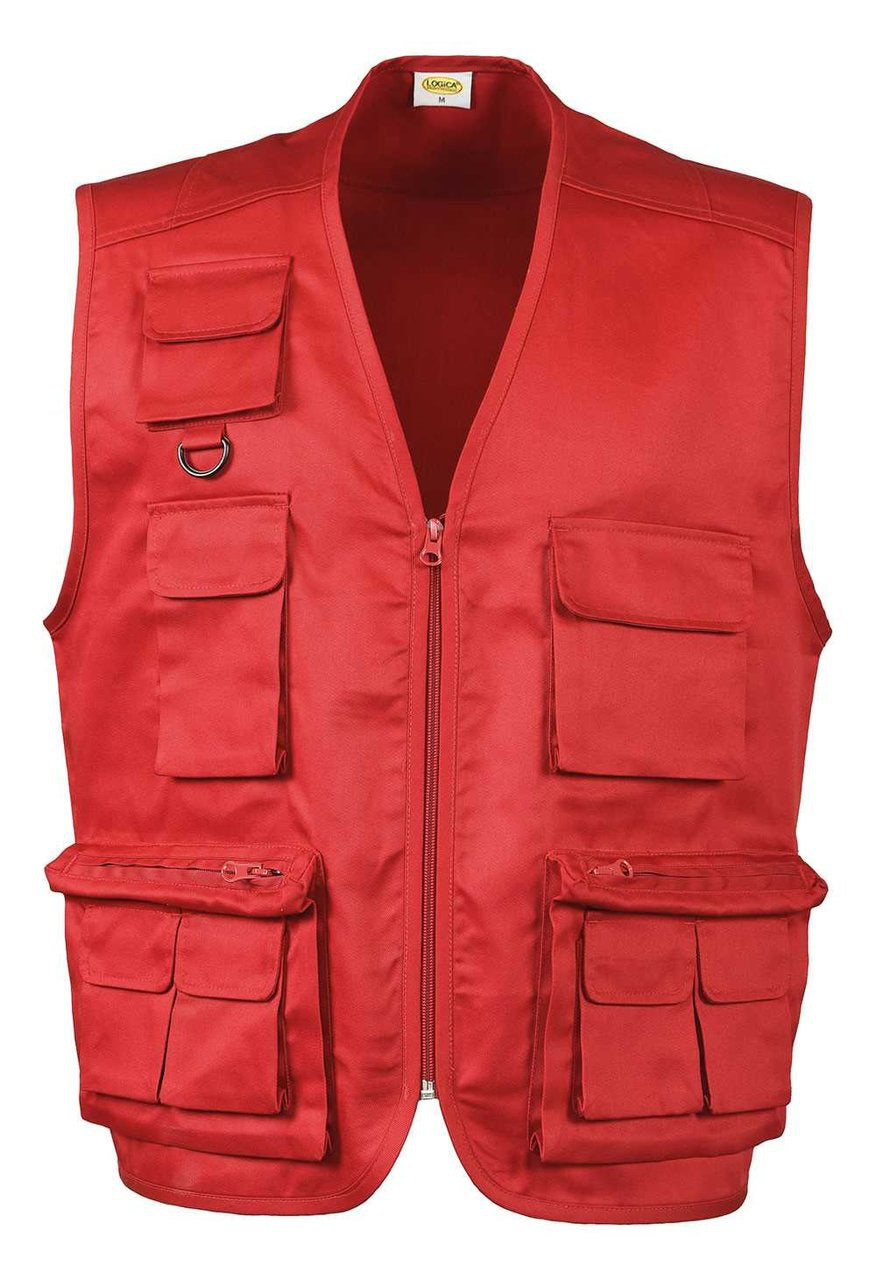 Gilet da lavoro Logica SAHARA multitasche 190 gr - Rosso