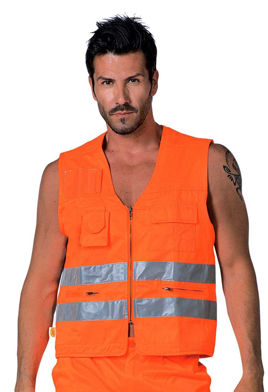 Gilet alta visibilita Logica 840HV multitasche - Arancio