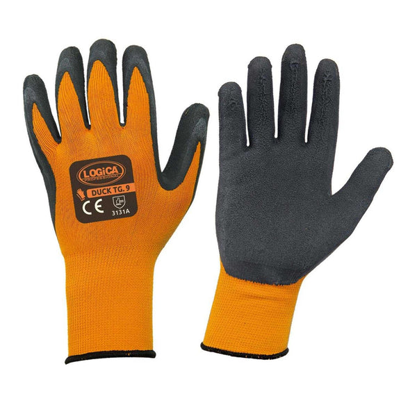 Guanti da lavoro Logica DUCK schiuma di lattice arancio-nero antiscivolo EN 388 3131A