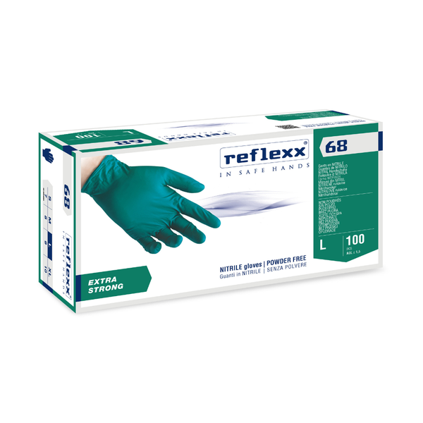 Guanti in nitrile verde 6.0 g | 10 Box da 100 pezzi – Reflexx 68 | Gef Medica