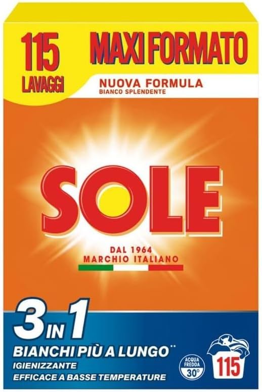 Sole detersivo lavatrice in polvere Bianco Splendente 115 lavaggi
