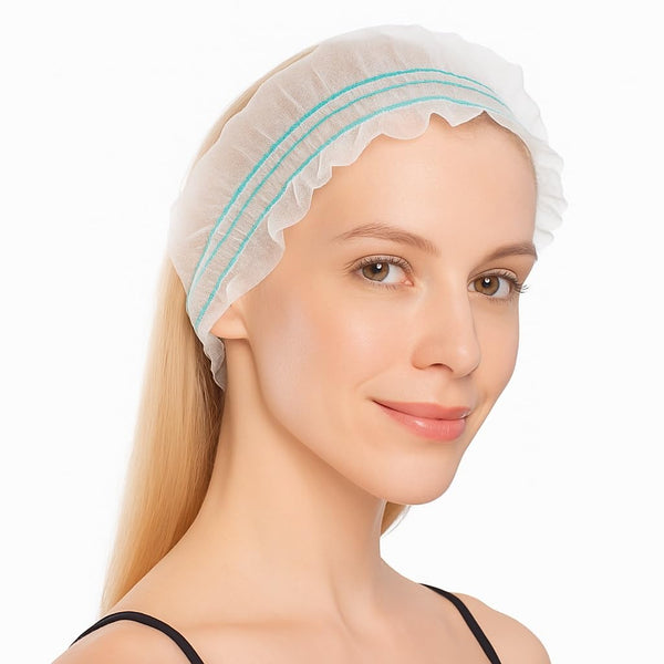 Fasce Monouso TNT Estetica - 1000 Pz (10x100) - Bianco con Bordino Verde - Confezionate Singolarmente