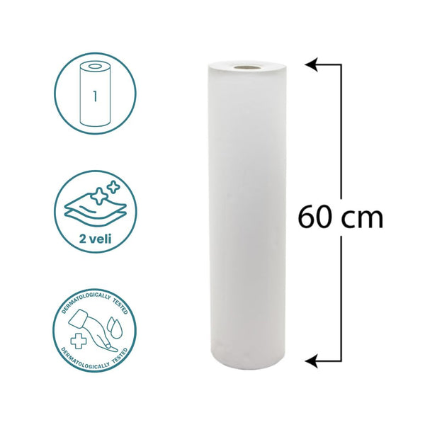 Lenzuolini Medici - Rotolo Carta Lettino Massaggio - 60 Metri - Pura Cellulosa - 2 Strati - Resistenti e Morbidi - Made in Italy