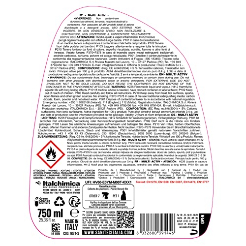 Sanitec, Multi Activ, Sgrassante Disinfettante Multiuso, Ideale per la Disinfezione di Tutte le Superfici a Contatto con Gli Alimenti, Elimina il 99,9% dei Batteri, Presidio Medico Chirurgico, 750 ml