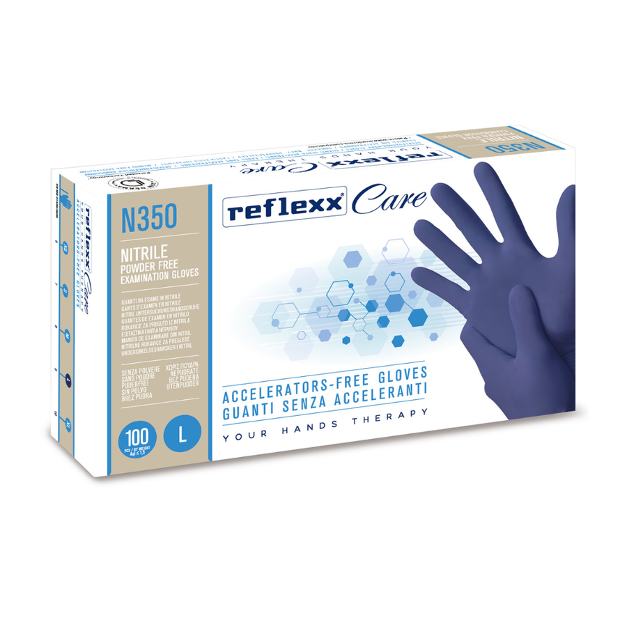 Guanti monouso in nitrile senza acceleranti Reflexx Care N350 - 3,2 g - 10 box da 100 pezzi