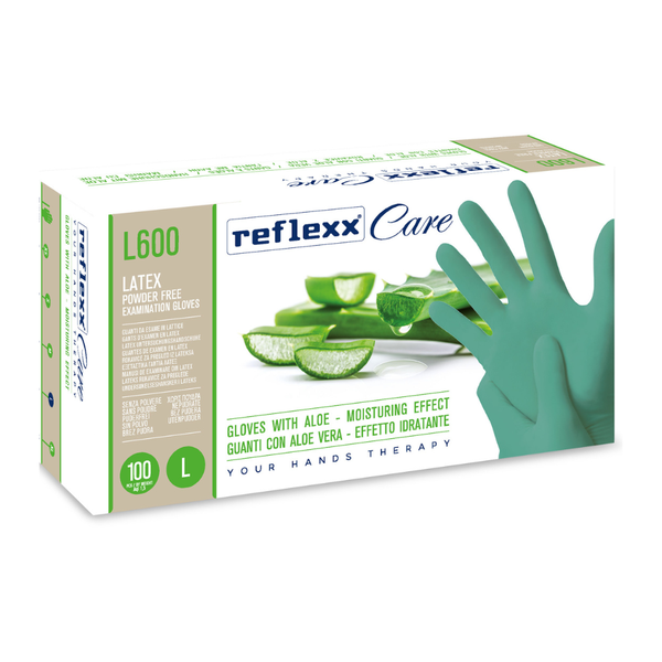 Guanti in Lattice con aloe 6.2 g | 10 Box da 100 pezzi – Reflexx Care L600 | Gef Medica