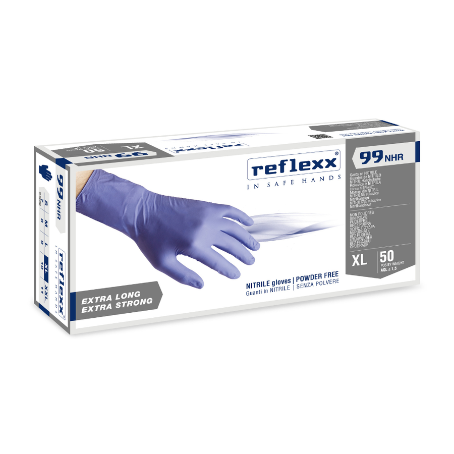 Guanti in nitrile x-long 8.8 g - Reflexx N99 | 10 box da 50 pezzi