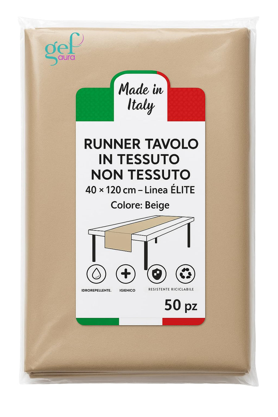 Runner Tavola TNT 40x120 cm Monouso Professionale – Idrorepellente, Resistente, Traspirante – Certificato Oeko-Tex® – Made in Italy per Hotel e Ristoranti