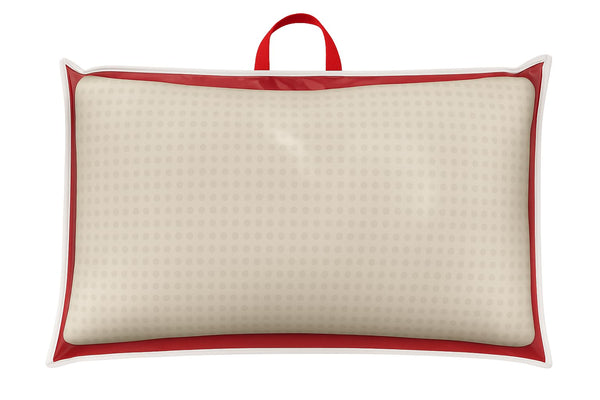 Custodia Porta Cuscino Professionale 81x51 cm Rosso con Bordino Bianco – Busta Salvaspazio con Zip e Manico TNT – Ideale per Hotel, Ristoranti e Catering