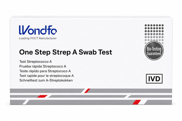 Confezione Wondfo One Step Strep A Swab Test, vista frontale