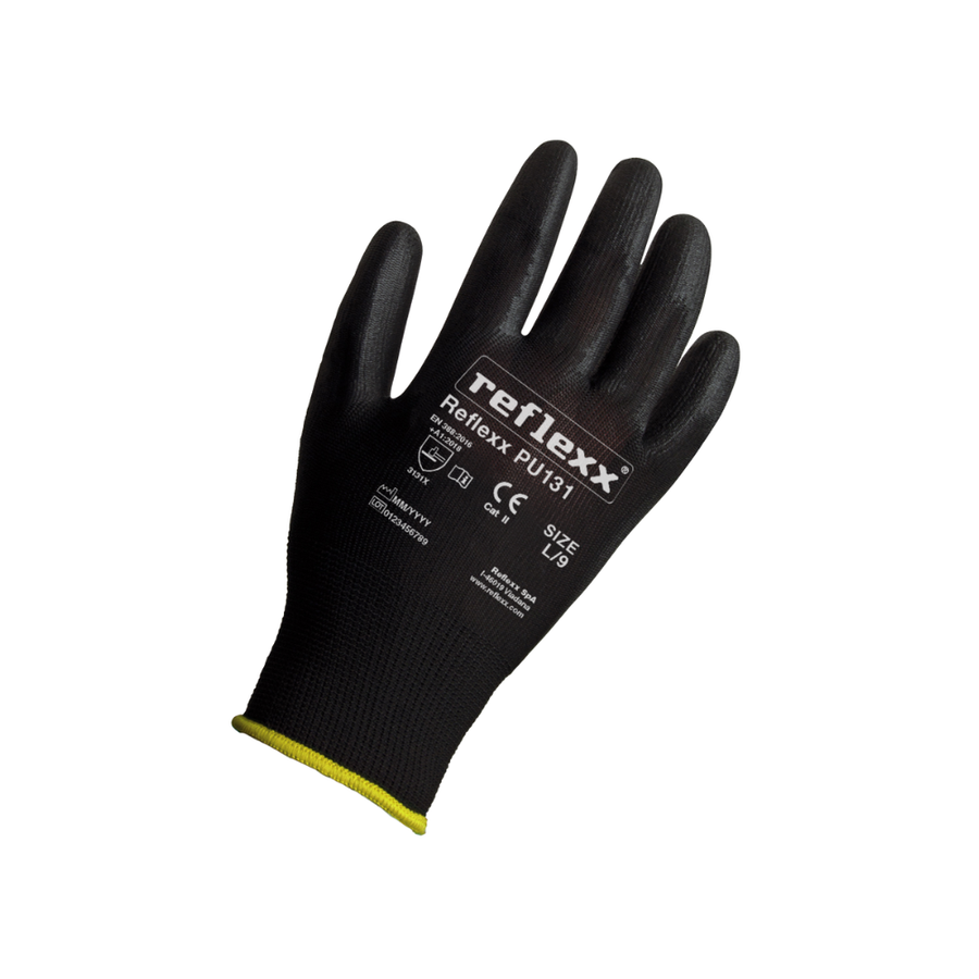 Guanti supportati in poliuretano nero: Reflexx PU131 - 1 paio | PU131 | 100 paia