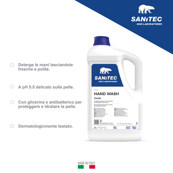 Hand Wash Karité 1050 SANITEC - Sapone Liquido Mani Profumato con Glicerina - 2 Taniche da 5 Litri