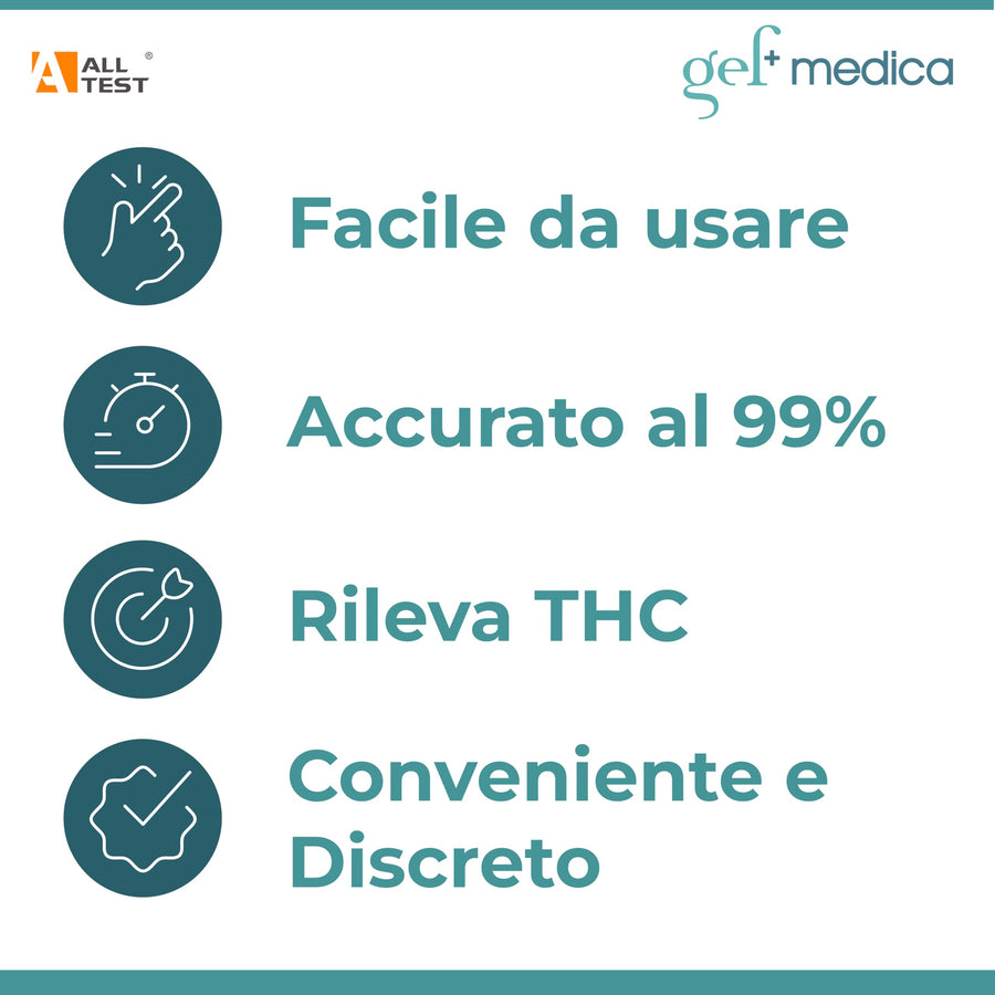 Test rapido THC saliva Alltest self test - kit da 1 a 10 test