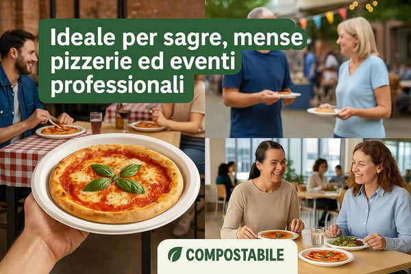 Piatti Pizza Compostabili Ї31,5 cm in Polpa di Canna Р PFAS Free, Resistenti, Biodegradabili Р 200 Pz (4x50) Р Gef Company
