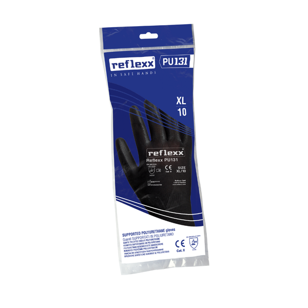 Guanti supportati in poliuretano neri | 100 paia – Reflexx PU131 | Gef Medica