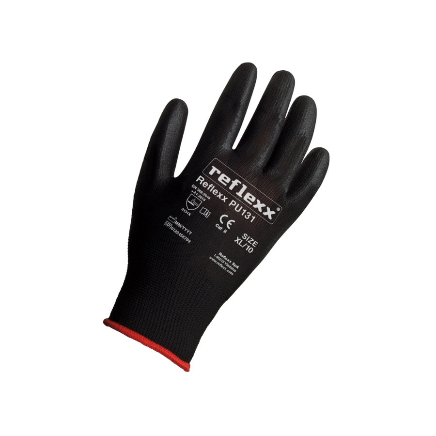 Guanti supportati in poliuretano nero: Reflexx PU131 - 1 paio | PU131 | 100 paia