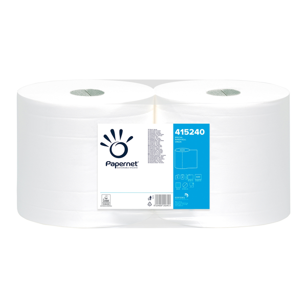 Bobina carta pura cellulosa 2veli 142m 600 strappi – Confezione 2 pz