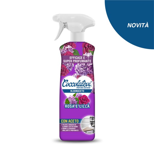 Coccolatevi Bloomaceto spray con aceto Rosa e Lillà, flacone da 750 ml