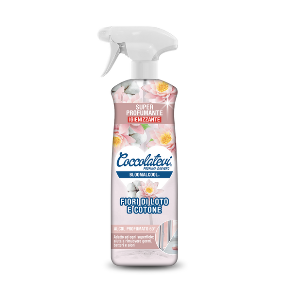 Coccolatevi Bloomalcool spray alcol profumato Fiori di Loto e Cotone, flacone da 750 ml