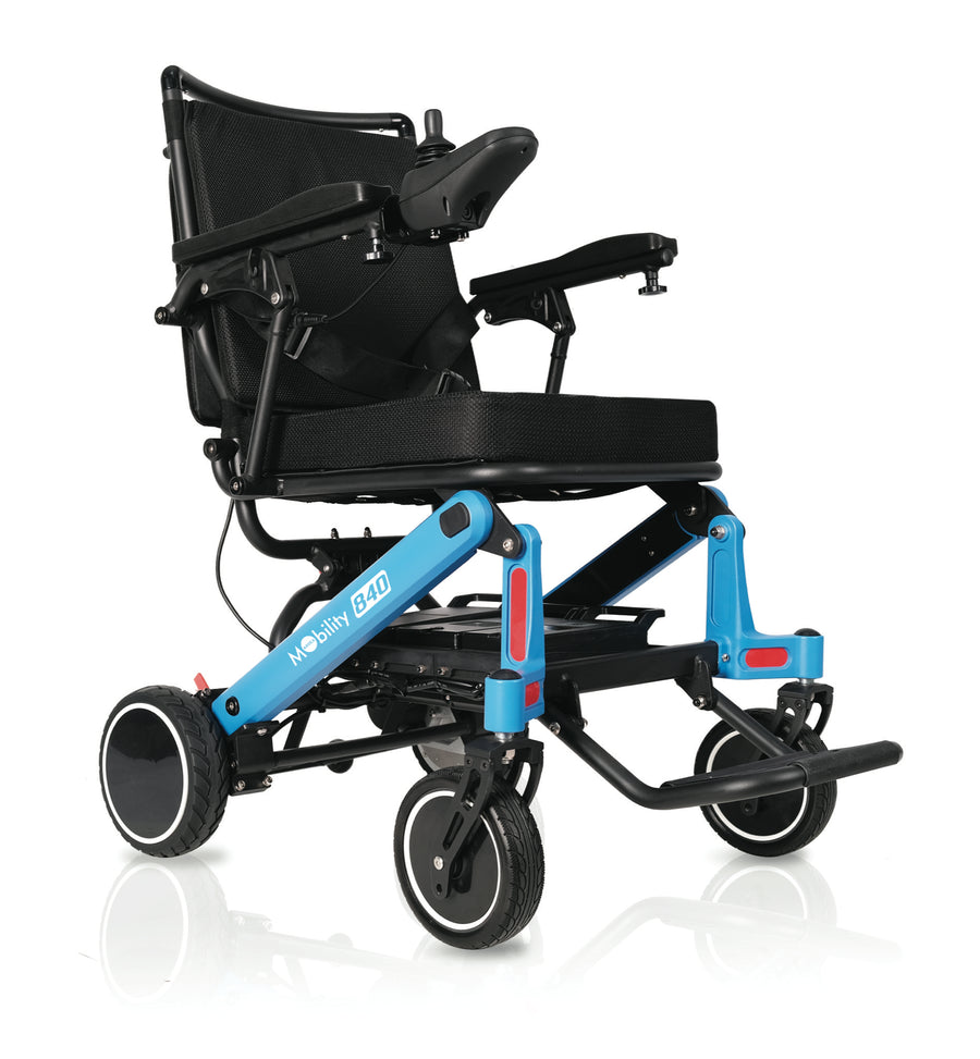 Carrozzina elettrica pieghevole Mobility840, vista laterale