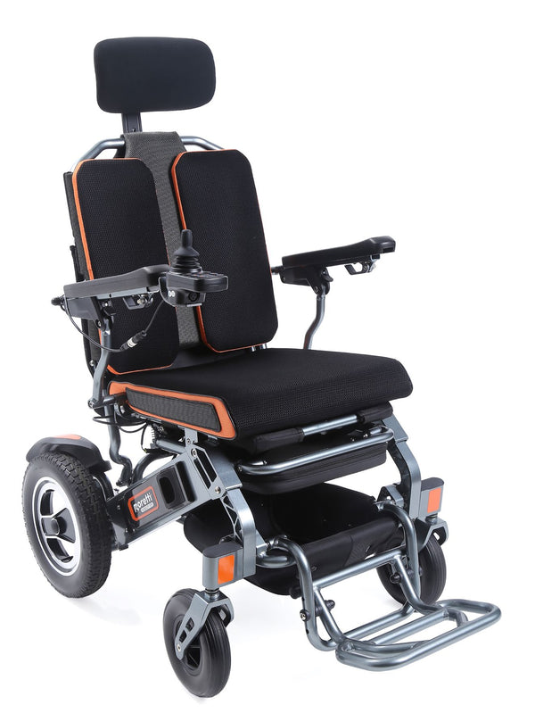 Carrozzina elettrica Mobility 870 - vista 3/4, sfondo bianco